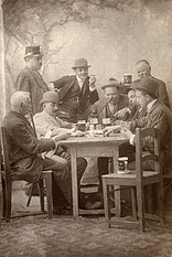 J. Benda, Praha: Pijácká společnost v ateliéru, kolem 1880